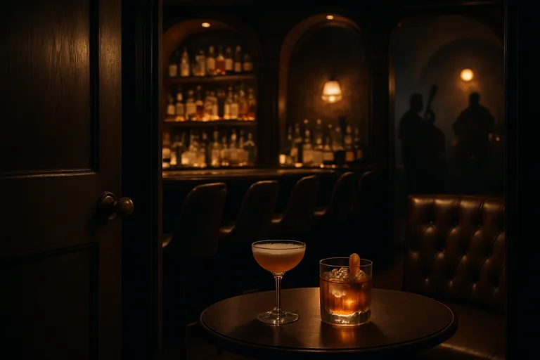 Achter de verborgen deur lonkt de speakeasy cocktailbar met verfijnde cocktails en tijdloze allure