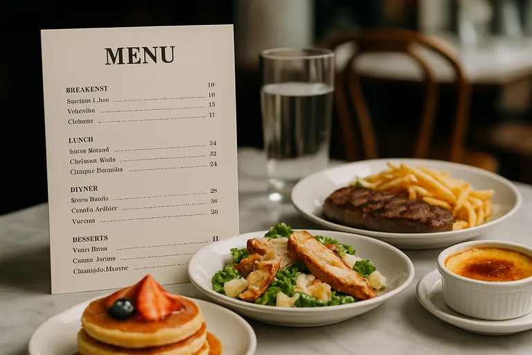 Menukaart en aanraders